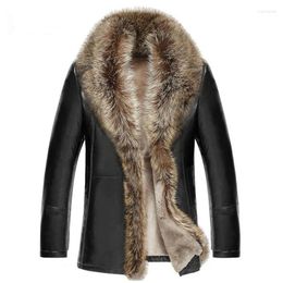 Men's Fur Lambswool Winter Men Leather Jacket Genuine Coats Thicken Animal Collar Jaqueta Masculino Plus Size M-5XL