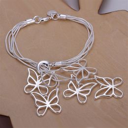 gift 925 silverTai Chi hanging five butterfly Bracelet DFMCH027 sterling silver plated Chain link bracelets high gra335J