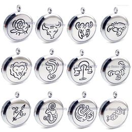 Pendant Necklaces 316L Stainless Steel 12 Leo Zodiac Necklace Essential Oils Diffuser Locket