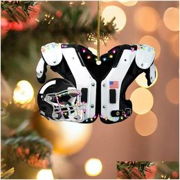 Christmas Decorations Tree Decoration Diy American Football Shoder Pads And Helmet Car Rearview Mirror Pendant Crafts Collection Dro Otify