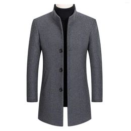 Men's Wool 2023 Brand Autumn Winter 30% Men Thick Coats Stand Collar Male Fashion Blend Jackets Outerwear Smart Casual Trench