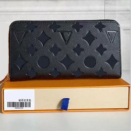 Big letter Black Genuine leather Brown flowers designer wallets luxurys Men Women leather bags High Quality Classic Letters Purse 288F