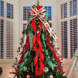 Christmas Decorations 1pc Big Bow Hanging Xmas Tree Top Bowknot Ornaments 2024 Year Noel Navidad Party Home Decor Supplies