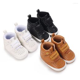 First Walkers Spring And Autumn 0-1 Year Old Baby Boy High Top Casual Sports Soft Sole Shoes Non Slip Walking