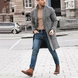 Men's Wool Autumn Mid-length Coat 2023 Winter Leisure Double-breasted Tweed Cardigan Jacket Fashion Woolen