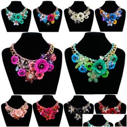 Beaded Necklaces Esigner Pendant Rose Flower Gemstone Resin Choker Statement Necklace For Women Party Gift Lady Short Drop Delivery Je Dhiro