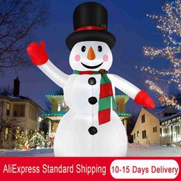 Party Decoration 8FT Christmas Inflatables Snowman Inflatable with Red Hand Xmas Holiday LED Lights Home Garden Christmas Decorations T230926