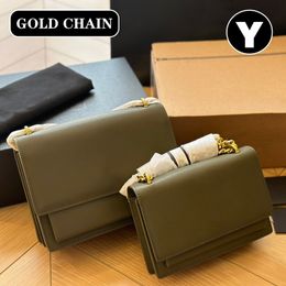 Chain Shoulder Bags Sunset Bag Designer Leather Black Crossbody Purse Womens Designer Bags with Gold Chain Classic Style Work Bag Office Bag Cross Body Bag Luxury Bag