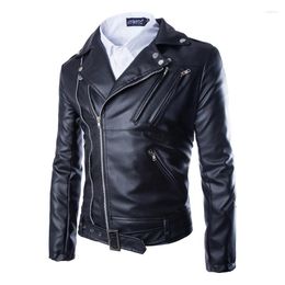 Men's Fur 2023 Spring Motorcyclist Pilot Jacket Coat Black Faux Leather Casual Full Short Mens Clothing Y1