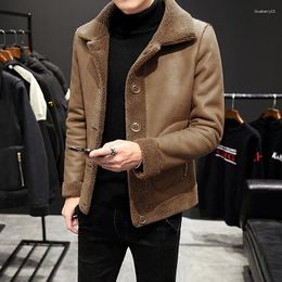 Men's Wool 2023 Brand Clothing Jackets Men Thick Jacket Coat Autumn Winter Hooded Lamb Casual Double Sided Outerwear S-4XL