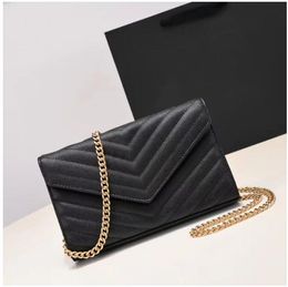 5A Luxury Handbag Shoulder Bag Brand Cross Body Classic Flap Envelope Bag Y Shape Designer Stitch Leather Ladies Metal Chain High Quality Flap Messenger