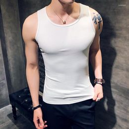 Men's Tank Tops Summer Sleeveless Vest Pure Cotton Slim Sports Wide Shoulder Undershirt/ Mens Top