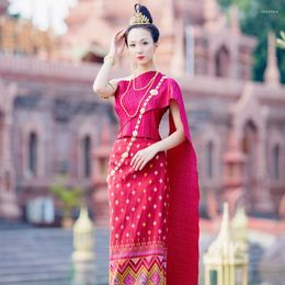 Ethnic Clothing Thai Dress Ahom Shan Dai Custuomes Vintage Summer Lesssleeve Ladies Top Shawl Pha Sin Thailand Traditional For Women