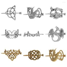 Hair Clips Metal Hairpins Viking Runes Dragon Stick Women Wyvern Vintage Celtics Knots Accessories Holder Jewellery