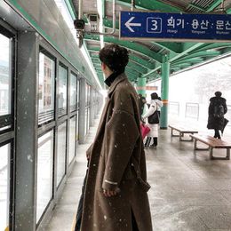 Men's Wool Men Woollen Coat Winter Korean Tweed Mens Long Loose Thickened Windbreaker Trendy Overcoat Cardigan