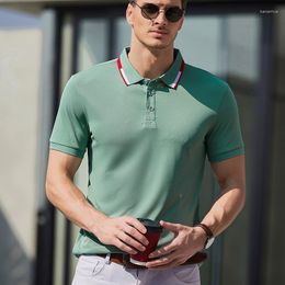 Men's Polos Ice Cotton Work Clothes Short Sleeved Summer Lapel T-shirt Business Casual Polo Shirt Thin Tops Tee