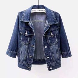 Women's Jackets Denim Jacket Women Three Quarter Sleeves Jean Jacket Woman Comfortable Denim Coat Chaqueta Vaquera Mujer Veste Jeans Femme 230926