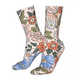 Men's Socks Compression Elegant Floral Pattern Women 2023 Men Vintage Spring Flowers Bike