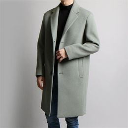 Men's Wool Autumn Winter Men's Lamb Coats Casual Thick Fashion Loose Long Jacket Thermal Single Breasted Windbreaker Coat For Men