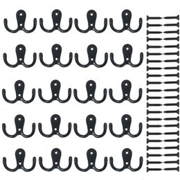 Towel Racks 20 Pcs Zinc Alloy Double Hooks for KEY Hanger Towel Hooks Modern Wall Hooks for Hanging Hat Coat Bag Rope Easy to Ins 230926
