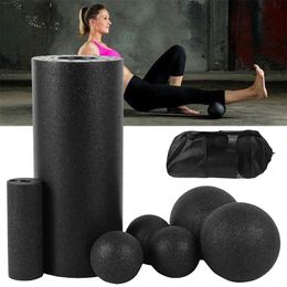 Yoga Blocks 3/5pcs Yoga Massage Roller Fitness Ball Foam Roller Set for Back Pain Self-Myofascial Treatment Pilates Muscle Release Exercises 230925