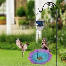 Other Bird Supplies Solar Feeder Outdoor Powered Garden Light Seed Tray For Backyard