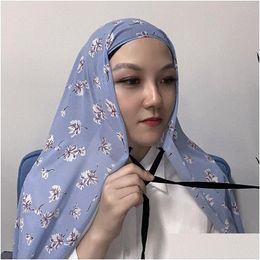 Hijabs Eid Muslim Hijab Women Bubble Chiffon Scarf Lace Up Long Scarves Headwraps Malaysia Veil Headwear Turban Shawls Islamic Arab Dr Dhaej
