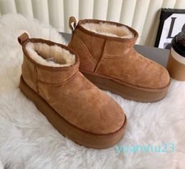 Platform Ug Boots Fur Slippers Ankle Wool Shoes Sheepskin Real Leather Classic Tazz Casual Tasman