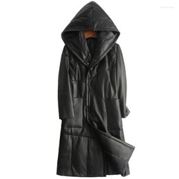 Women's Leather 2023 Genuine Jacket Women Winter Real Sheepskin Coat Hooded Long Down Jackets Chaqueta Cuero Mujer Sqq1173