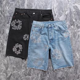 Men's Shorts High Street Fashion Brand Diamond Kapok Autumn/Winter Casual Denim For Men And Women