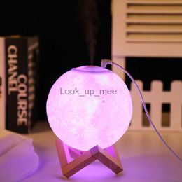 Humidifiers Aromatherapy Humidifier Diffuser 3D LED Moon Light Night Light USB Rechargeable Air Humidifier YQ230926