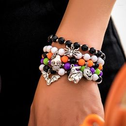 Charm Bracelets 5pcs/set Halloween Beaded Bracelet Set Festive Party Jewellery Skeleton Ghost Women Fashion Aesthetic Accessories Charms