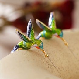 Stud Women's Earrings 3D Hummingbird Animal Jewelry Cute Girly Ear Accessories Wedding Party Gifts 230926