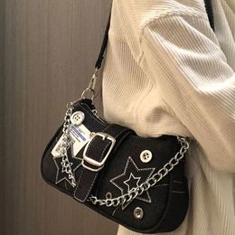 Evening Bags Y2K Fashion Women Denim Handbags Stars Pattern Cute Shoulder Bag Korean Chain Small Underarm Preppy Tote Crossbody 230926