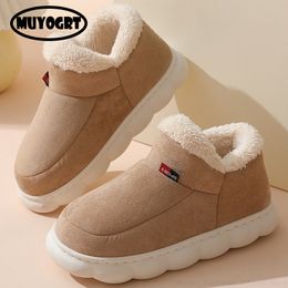 Slippers Women Winter Boots Thickening Plush Warm Snow Boot Couple Thick Heels Cotton Shoes Plus Size Platform Slides Botas 230925