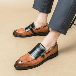 Dress Shoes Business Men's Office Crocodile Grain Leather Mens Buckle Casual Wedding Party Men Flats Plus