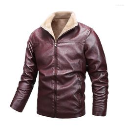 Men's Fur Fast-selling Amazon Autumn/winter Turntable Plus Plush Lamb Velvet Pu Leather Jacket Large Size Locomotive Coat