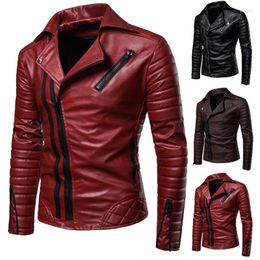 Men's Fur Winter Thick PU Leather Jacket Motorcycle Lapel Short Style Slim Fit Coat Casual B7