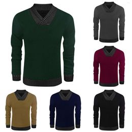 Men's T Shirts Striped Knitted Sweaters Stitch Pullovers Spring Men Long Sleeves V Neck T-shirts Thicken Warm Undershirts Breathable