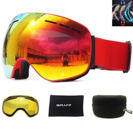 Outdoor Eyewear Ski Goggles with Magnetic Double Layers Lens Polarized Skiing Antifog UV400 Snowboard Men Glasses case 230926