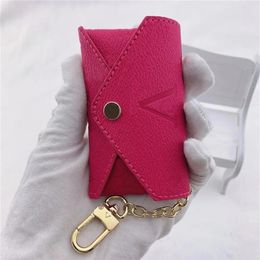 Unisex Womens Men Designer Keychain Fashion Leather Purse Keyrings Brand Old Flowers Mini Wallets Coin Credit Card Holder 8 Colors3010