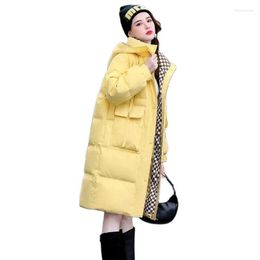 Women's Trench Coats Down Cotton-Padded Jacket 2023 Long Fashion Contrast Waist Slimming Net Red And White Duck Coat Tide