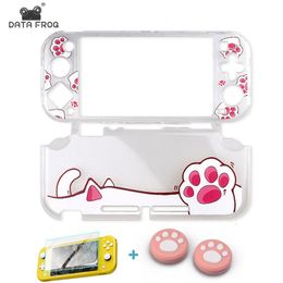 Accessory Bundles DATA FROG Kawaii Protective Case for Nintendo Switch Lite Console Cat Paw Skin Cover Shell Film Joy Con for NS Lite Accessories 230925