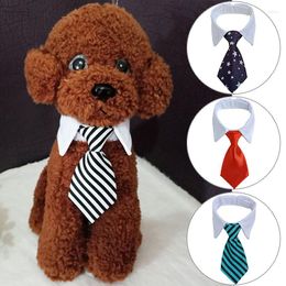 Dog Apparel Fashion Cat Striped Bow Tie Animal Bowtie Collar Pet Adjustable Neck White Necktie For Party Wedding