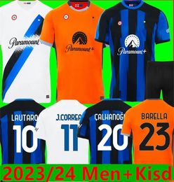 LAUTARO soccer jersey 2023/24 BARELLA INTERS CORREA THURAM ACERBI Home away THIRD MILANS UNIFORMS football shirt 2023 2024 men kids suit