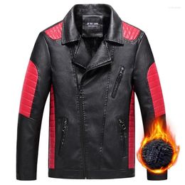 Men's Fur Stylish Men Leather Jackets Zipper Closure Bomber Splicing Jacket Thick Plus Velvet Brand Motor Chaquetas Hombre