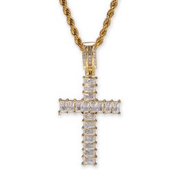 2020 New Arrival Real Gold Plated T Square Cubic Zircon Cross Pendant Necklace Personalised Full Diamond Hip Hop Jewellery Gifts for267b