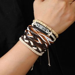 Bangle 2023 Vintage Style Men's Woven Leather Bracelet Simple Cowhide Ornament Daily Wearing Birthday Party Gifts