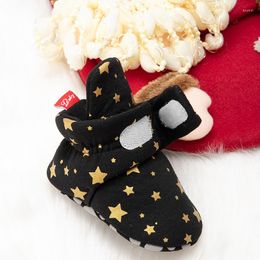 Boots Born Girl Snow Christmas Star Print Winter Ankle Warm Baby Walking Shoes For Toddler Infant