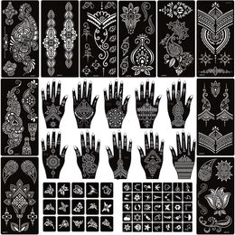 Other Permanent Makeup Supply Set of 22pcs Henna Tattoo Stencils for Temporary Hand and Body Art Floral Design Stickers Bridal Weddings Paint 230925
